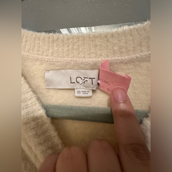 LOFT Cream and black Striped Cozy Fuzzy Sweater Size XS. Excellent condition. - Picture 6 of 8